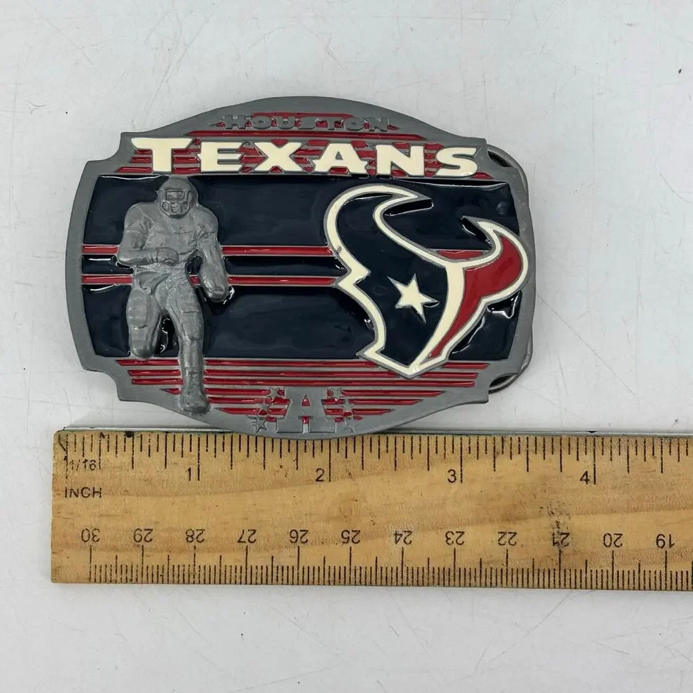 Houston Texans Belt Buckle Pewter Enamel 2008 Football Red White Blue